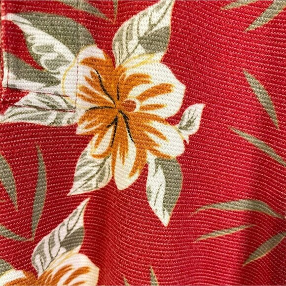 Kona Wind Men's Tropical Print 3-Button Golf Polo Short Sleeve Sz XXL Red Orange - Picture 3 of 11